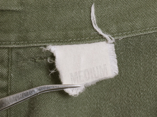 60s ★ 米軍実物 US ARMY コットン サテン ベイカー パンツ MEDIUM 62年製 ヴィンテージ アジャスター付き ファティーグ ユーティリティ 緑