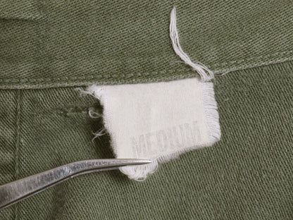 60s ★ 米軍実物 US ARMY コットン サテン ベイカー パンツ MEDIUM 62年製 ヴィンテージ アジャスター付き ファティーグ ユーティリティ 緑
