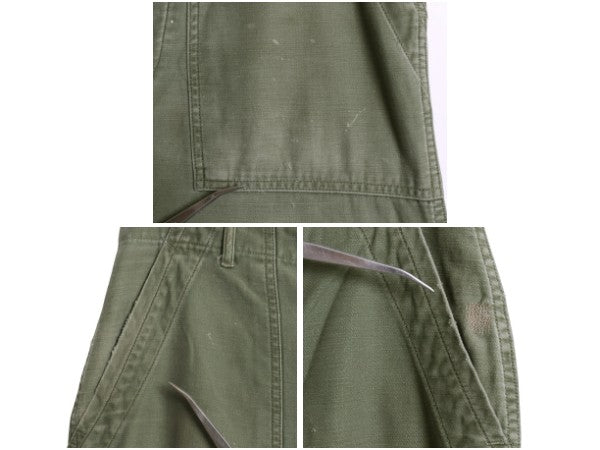 60s ★ 米軍実物 US ARMY コットン サテン ベイカー パンツ MEDIUM 62年製 ヴィンテージ アジャスター付き ファティーグ ユーティリティ 緑