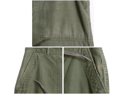 60s ★ 米軍実物 US ARMY コットン サテン ベイカー パンツ MEDIUM 62年製 ヴィンテージ アジャスター付き ファティーグ ユーティリティ 緑