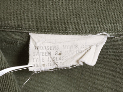 60s ★ 米軍実物 US ARMY コットン サテン ベイカー パンツ MEDIUM 62年製 ヴィンテージ アジャスター付き ファティーグ ユーティリティ 緑