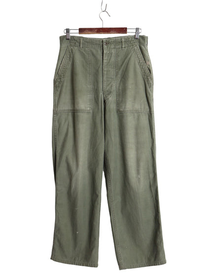 60s ★ 米軍実物 US ARMY コットン サテン ベイカー パンツ MEDIUM 62年製 ヴィンテージ アジャスター付き ファティーグ ユーティリティ 緑