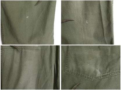 60s ★ 米軍実物 US ARMY コットン サテン ベイカー パンツ MEDIUM 62年製 ヴィンテージ アジャスター付き ファティーグ ユーティリティ 緑
