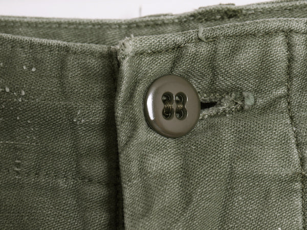 60s ★ 米軍実物 US ARMY コットン サテン ベイカー パンツ MEDIUM 62年製 ヴィンテージ アジャスター付き ファティーグ ユーティリティ 緑