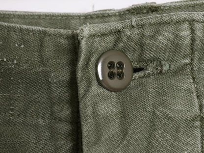 60s ★ 米軍実物 US ARMY コットン サテン ベイカー パンツ MEDIUM 62年製 ヴィンテージ アジャスター付き ファティーグ ユーティリティ 緑