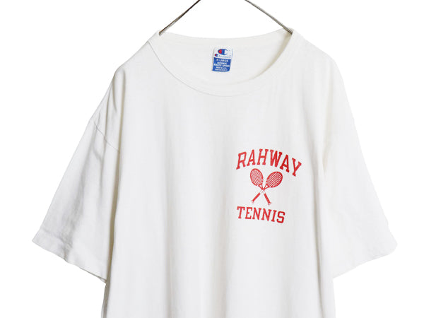 90s USA製 チャンピオン 3段 プリント 半袖 Tシャツ メンズ XL / オールド カットソー クルーネック 目付き シングルステッチ 大きいサイズ