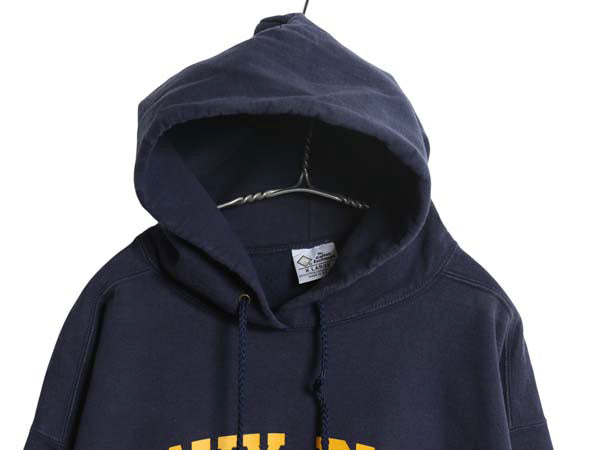 90s USA製 2段 プリント スウェット フード パーカー メンズ XL / オールド トレーナー プルオーバー 裏起毛 ヘビーウェイト 大きいサイズ