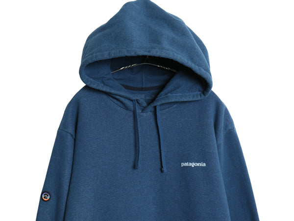 パタゴニア プリント スウェット フード パーカー メンズ XL レディース XXL / 22年製 トレーナー プルオーバー 大きいサイズ トップス 青
