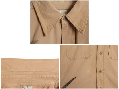 40s 50s ★ JCPENNEY コットン ワーク シャツ メンズ M / 古着 ヴィンテージ ツイル カツラギ 長袖シャツ ポケット付き 厚手 ベージュ 無地