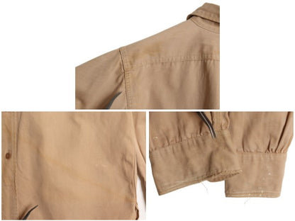40s 50s ★ JCPENNEY コットン ワーク シャツ メンズ M / 古着 ヴィンテージ ツイル カツラギ 長袖シャツ ポケット付き 厚手 ベージュ 無地