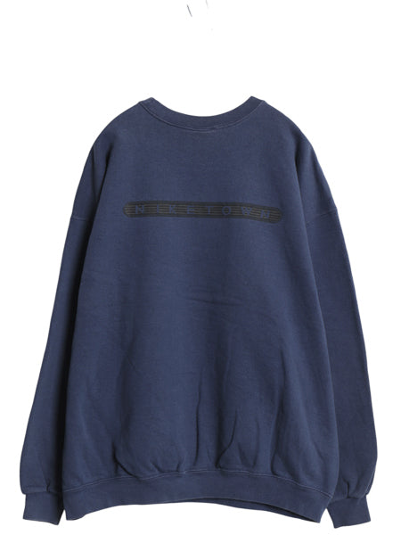 90s USA製 ナイキ タウン ワンポイント スウェット メンズ XL オールド スウッシュ 裏起毛 クルーネック トレーナー 大きいサイズ ネイビー