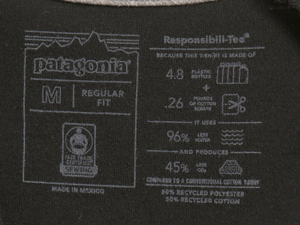 パタゴニア ポケット付き 両面 プリント 半袖 Tシャツ メンズ M / 20年製 アウトドア ポケT グラフィック アート バックプリント ブラック