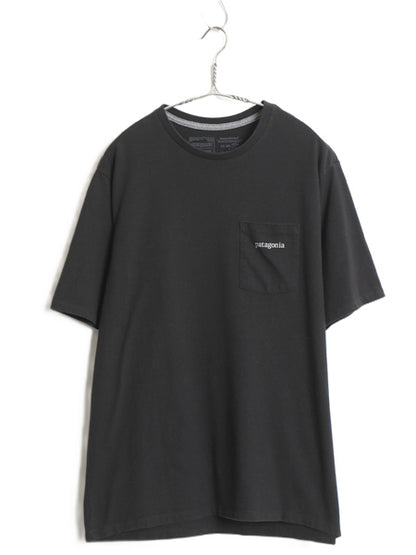パタゴニア ポケット付き 両面 プリント 半袖 Tシャツ メンズ M / 20年製 アウトドア ポケT グラフィック アート バックプリント ブラック