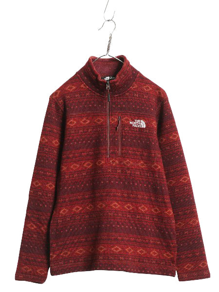 US企画 ノースフェイス セーター フリース ジャケット メンズ M / アウトドア プルオーバー ハーフジップ ノルディック ハイネック 総柄 