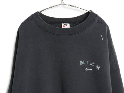 90s USA製 ナイキ ワンポイント スウェット メンズ XXXL / オールド スウッシュ トレーナー 裏起毛 ヘビーウェイト 大きいサイズ ブラック