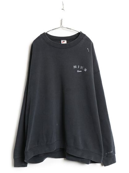 90s USA製 ナイキ ワンポイント スウェット メンズ XXXL / オールド スウッシュ トレーナー 裏起毛 ヘビーウェイト 大きいサイズ ブラック