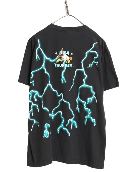 90s ★ アメリカンサンダー オールオーバー プリント Tシャツ メンズ L オールド アニマル インディアンヘッド アート 総柄 オフィシャル