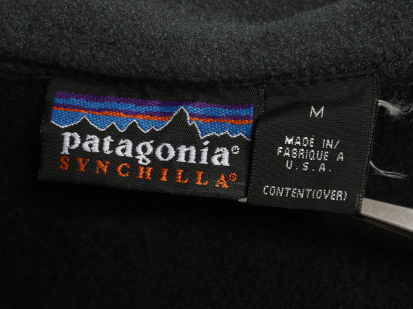 90s USA製 パタゴニア シンチラ フリース ベスト メンズ M 97年製 オールド フルジップ ハイネック アウトドア 重ね着 前開き 黒 シンプル