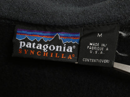 90s USA製 パタゴニア シンチラ フリース ベスト メンズ M 97年製 オールド フルジップ ハイネック アウトドア 重ね着 前開き 黒 シンプル