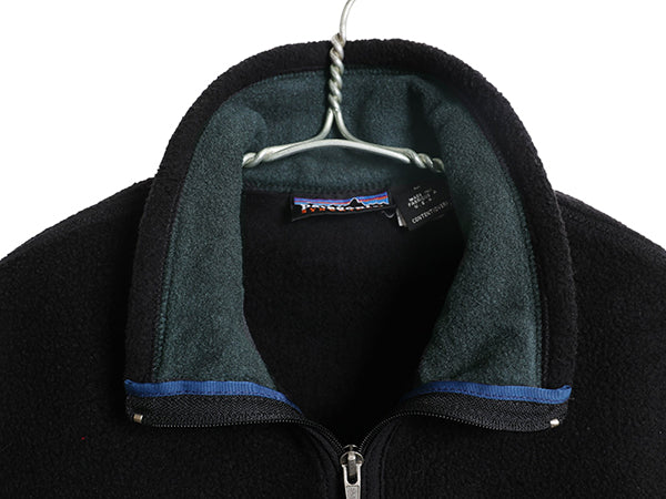 90s USA製 パタゴニア シンチラ フリース ベスト メンズ M 97年製 オールド フルジップ ハイネック アウトドア 重ね着 前開き 黒 シンプル