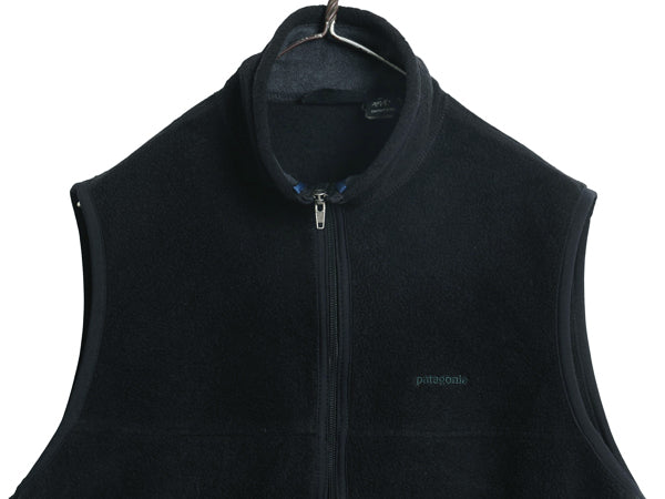 90s USA製 パタゴニア シンチラ フリース ベスト メンズ M 97年製 オールド フルジップ ハイネック アウトドア 重ね着 前開き 黒 シンプル