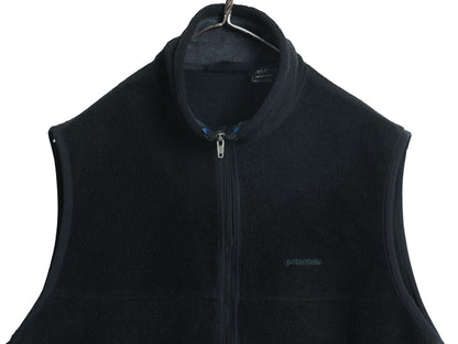 90s USA製 パタゴニア シンチラ フリース ベスト メンズ M 97年製 オールド フルジップ ハイネック アウトドア 重ね着 前開き 黒 シンプル