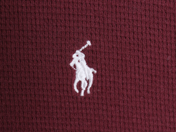ポロ ラルフローレン 長袖 サーマル Tシャツ メンズ M ロンT ワッフル カットソー ストレッチ インナー トップス ワンポイント ポニー 無地
