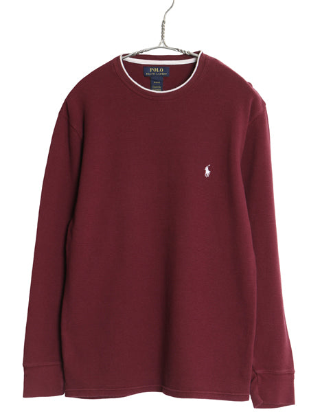 ポロ ラルフローレン 長袖 サーマル Tシャツ メンズ M ロンT ワッフル カットソー ストレッチ インナー トップス ワンポイント ポニー 無地