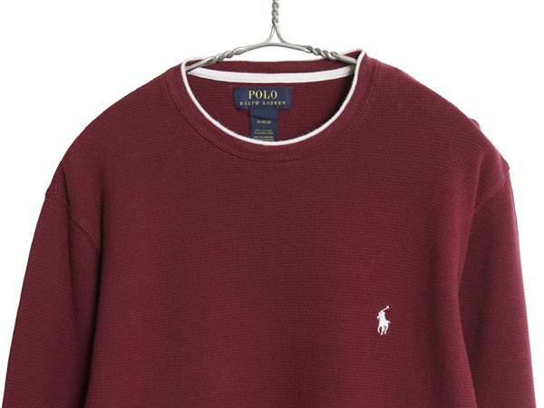 ポロ ラルフローレン 長袖 サーマル Tシャツ メンズ M ロンT ワッフル カットソー ストレッチ インナー トップス ワンポイント ポニー 無地