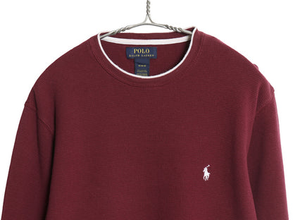 ポロ ラルフローレン 長袖 サーマル Tシャツ メンズ M ロンT ワッフル カットソー ストレッチ インナー トップス ワンポイント ポニー 無地