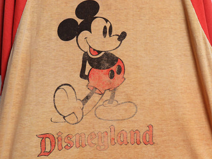 80s USA製 ミッキー イラスト プリント Tシャツ メンズ レディース L ヴィンテージ ディズニー キャラクター ベースボール タイプ ツートン