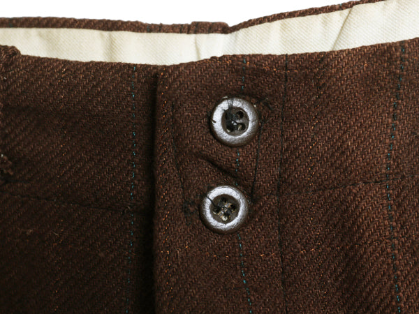 デッドストック 30s ★ コットン ウール ワーク スラックス パンツ メンズ 30 32 程/ ヴィンテージ ノータック ストレート ボタンフライ 茶