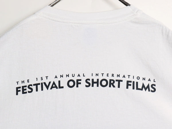 80s USA製 ショート フィルム フェスティバル イラスト プリント Tシャツ メンズ XL / ヴィンテージ 映画 ムービー アート オフィシャル 白