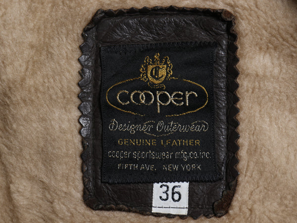 70s USA製 ★ COOPER G-1 タイプ 本革 レザー ジャケット 36 メンズ S 程/ ヴィンテージ 革ジャン フライト ボンバー ブルゾン 裏ボア 茶