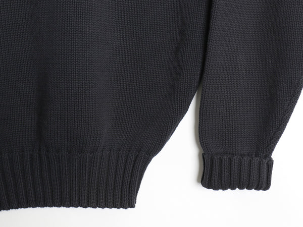 90s ポロ ラルフローレン コットン ニット セーター メンズ XL / オールド 長袖ニット ワンポイント クルーネック 大きいサイズ ブラック