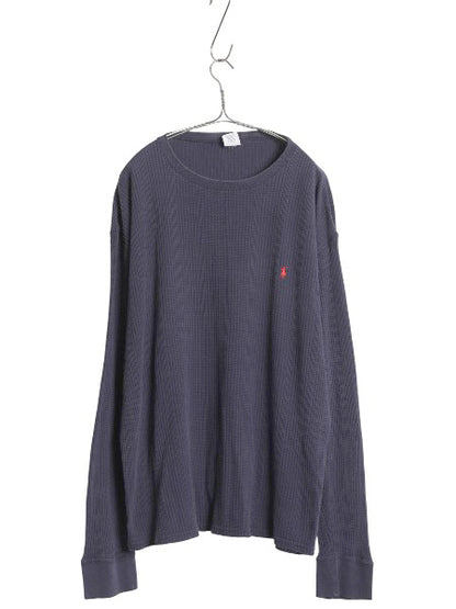 00s ポロ ラルフローレン 長袖 サーマル Tシャツ メンズ XL / オールド ロンT ワッフル ストレッチ インナー カットソー 大きいサイズ 紺