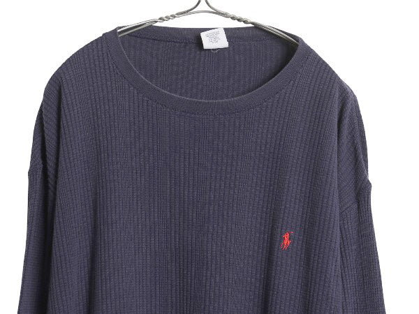 00s ポロ ラルフローレン 長袖 サーマル Tシャツ メンズ XL / オールド ロンT ワッフル ストレッチ インナー カットソー 大きいサイズ 紺