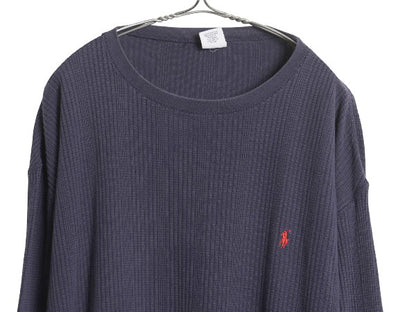 00s ポロ ラルフローレン 長袖 サーマル Tシャツ メンズ XL / オールド ロンT ワッフル ストレッチ インナー カットソー 大きいサイズ 紺