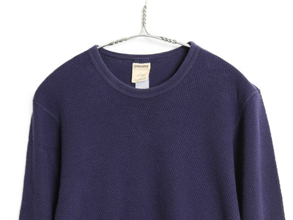80s セントジョンズベイ 長袖 サーマル Tシャツ メンズ L / ヴィンテージ クルーネック アンダーシャツ ワッフル 100% コットン ロンT 紺