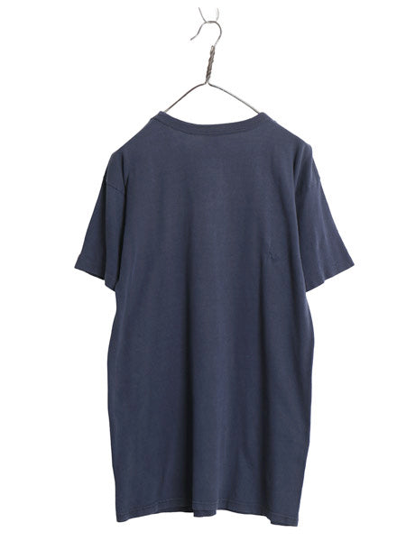 80s USA製 チャンピオン カレッジ プリント 半袖 Tシャツ メンズ L 古着 ヴィンテージ シングルステッチ ヘビーウェイト 100% コットン 紺