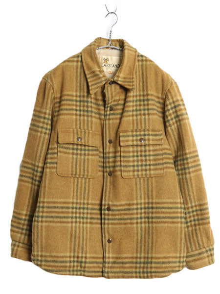 60s USA製 Lakeland チェック シャツ ジャケット メンズ M / ヴィンテージ ヘビーウェイト CPO ウール モヘア 裏ボア パイル フリース 毛足