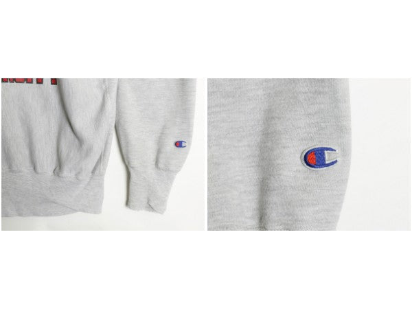 90s チャンピオン 3段 カレッジ プリント スウェット メンズ XL オールド リバースウィーブ トレーナー 裏起毛 目付き グレー 大きいサイズ