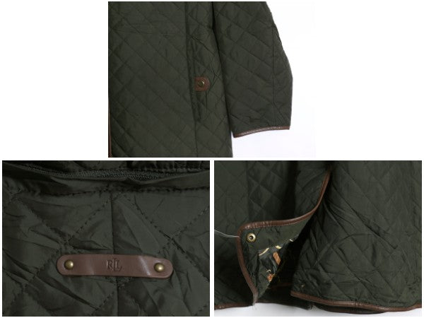 ブラックレーベル ローレン ラルフローレン 中綿 キルティング ハーフコート レディース XL ポロ ナイロン ジャケット 大きいサイズ カーキ