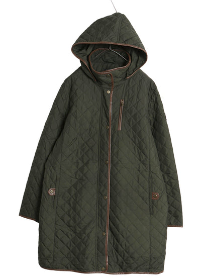 ブラックレーベル ローレン ラルフローレン 中綿 キルティング ハーフコート レディース XL ポロ ナイロン ジャケット 大きいサイズ カーキ