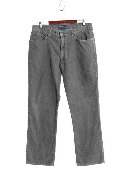 90s ポロ ラルフローレン 細畝 コーデュロイ パンツ メンズ 36 30 / 古着 オールド ストレート ノータック スラックス 5ポケット コーズ 灰