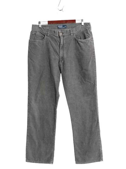 90s ポロ ラルフローレン 細畝 コーデュロイ パンツ メンズ 36 30 / 古着 オールド ストレート ノータック スラックス 5ポケット コーズ 灰