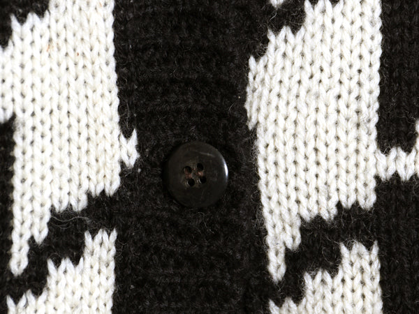 90s オールド ギャップ ウール デザイン ニット カーディガン レディース М 大きめ L 程 紺タグ ロング セーター 千鳥格子 前開き 重ね着