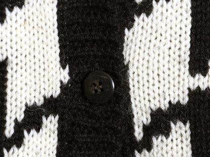 90s オールド ギャップ ウール デザイン ニット カーディガン レディース М 大きめ L 程 紺タグ ロング セーター 千鳥格子 前開き 重ね着