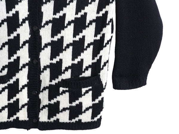 90s オールド ギャップ ウール デザイン ニット カーディガン レディース М 大きめ L 程 紺タグ ロング セーター 千鳥格子 前開き 重ね着