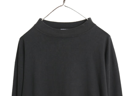 90s USA製 ディスカス モックネック 長袖 Tシャツ メンズ XL 古着 オールド ロンT コットン ストレッチ カットソー 無地 大きいサイズ 黒